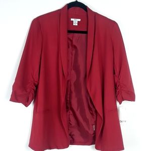 Bar III 3/4 Red Blazer Ruched Sleeve, Size Medium